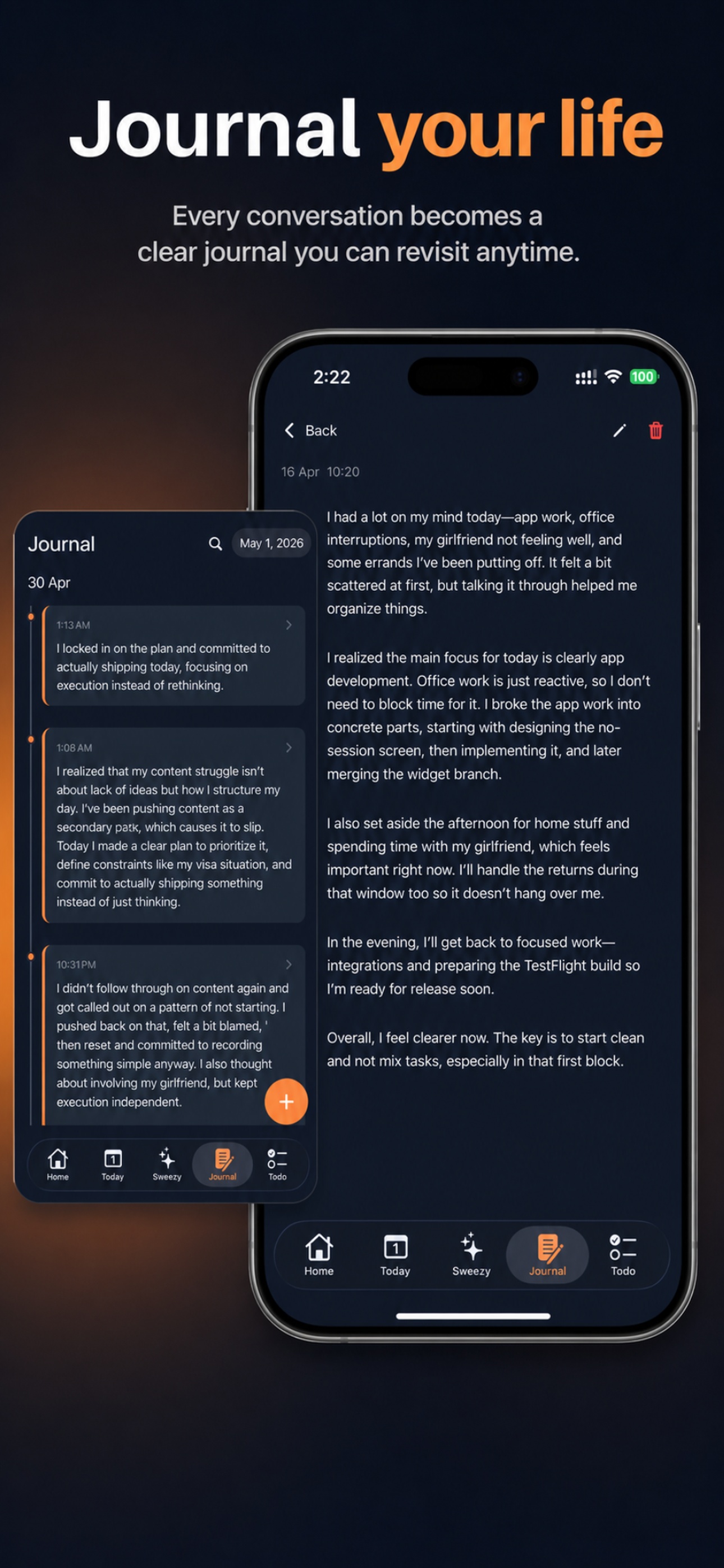 Sweezy journal screen